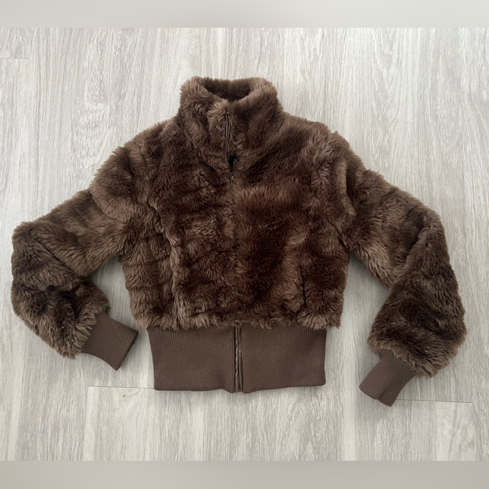 Jou Jou Brown Faux Fur Puffer Jacket medium
